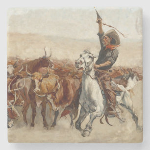 Dessous-de-verre En Pierre La Récolte d'Art Occidental par Frederic Remington