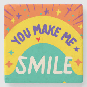 Dessous-de-verre En Pierre La Saint-Valentin cite "Tu me fais sourire"