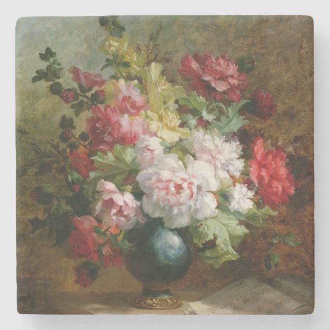 Dessous-de-verre En Pierre La vie toujours avec des fleurs et la musique de (Devant)