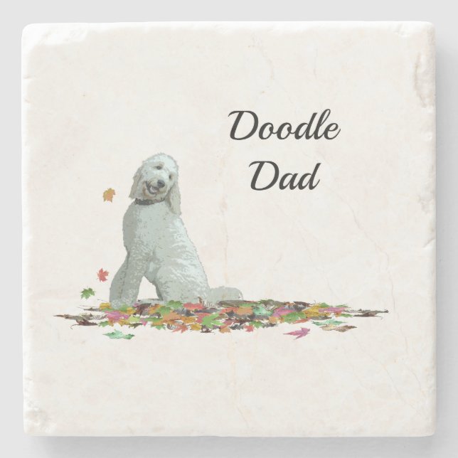 Dessous-de-verre En Pierre Labradoodle Chien Dans Dessous de verre Feuille En (Devant)