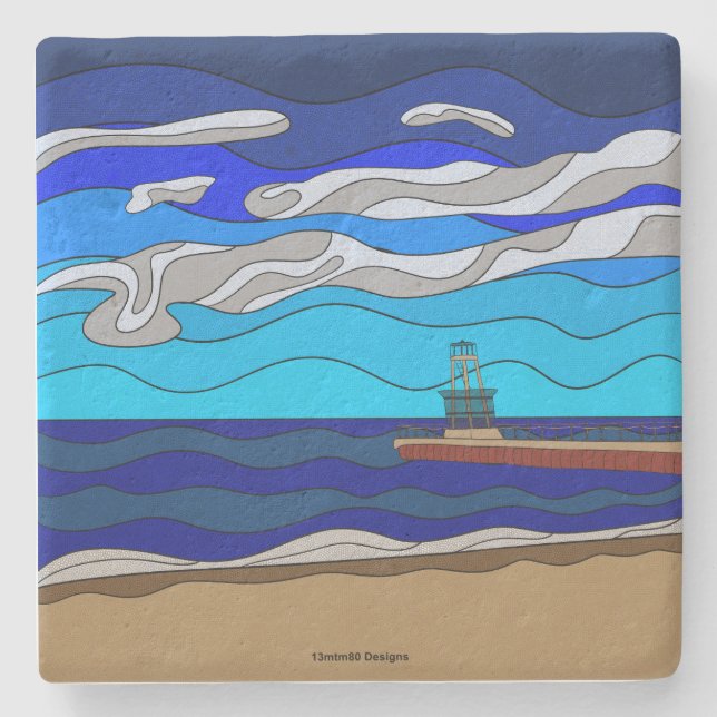 Dessous-de-verre En Pierre Lac Michigan - Limestone Coaster (Devant)