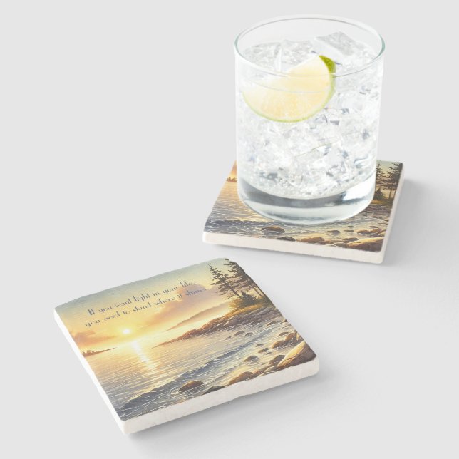 Dessous-de-verre En Pierre Lac Serein & Citation	 (Côté)