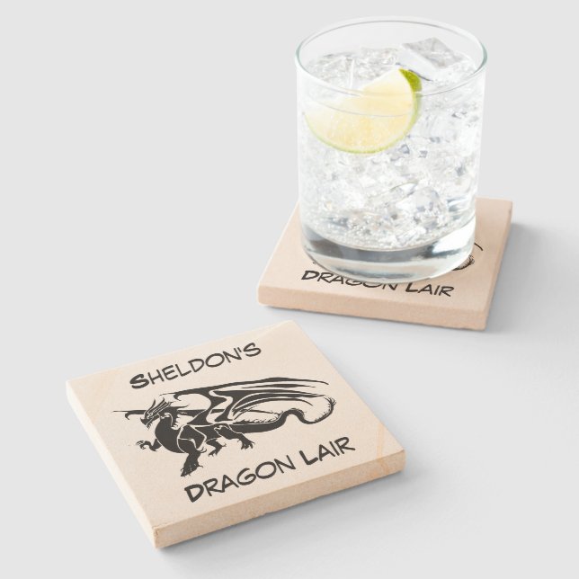 Dessous-de-verre En Pierre Lair Dragon Personnalisable (Côté)