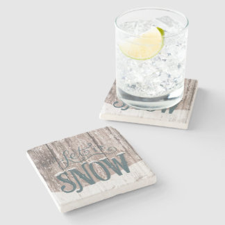 Dessous-de-verre En Pierre laissez lui neiger dessous de verre d'hiver de