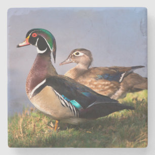 Dessous-de-verre En Pierre Lakeside, canard en bois