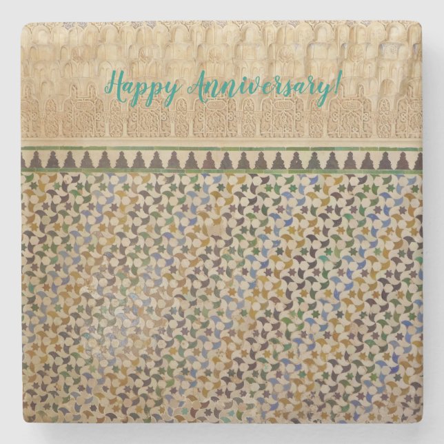 Dessous-de-verre En Pierre L'Alhambra : Joyeux anniversaire ! (Devant)