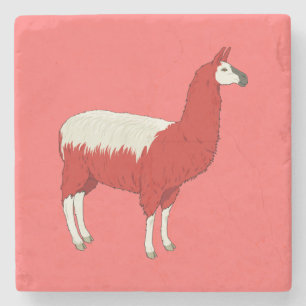 Dessous-de-verre En Pierre Lama rouge drôle