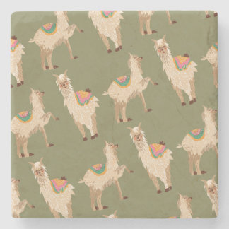 Dessous-de-verre En Pierre Lamas et alpacas colorés dessinés à la main