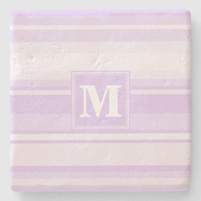 Dessous-de-verre En Pierre Landes lilas monogrammes (Devant)