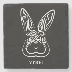 Dessous-de-verre En Pierre Lapin tribal noir et blanc