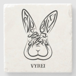 Dessous-de-verre En Pierre Lapin tribal noir et blanc