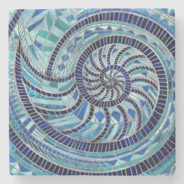 Dessous-de-verre En Pierre L'art mosaïque de Nautilus Shell (Devant)