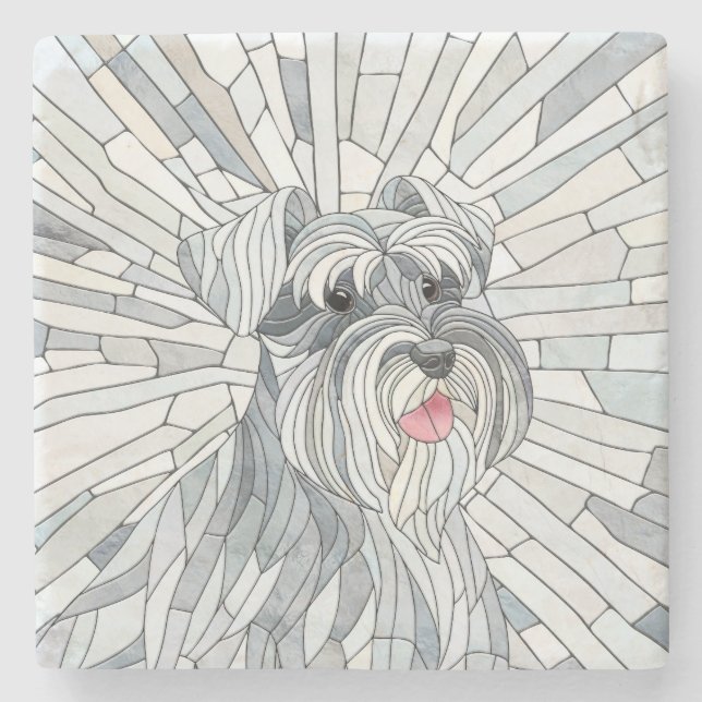 Dessous-de-verre En Pierre L'art mosaïque de Schnauzer miniature (Devant)