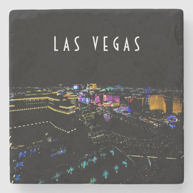 Dessous-de-verre En Pierre Las Vegas Skyline la nuit (Devant)