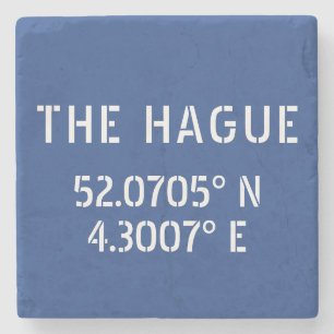 Dessous-de-verre En Pierre Latitude de La Haye Bleu