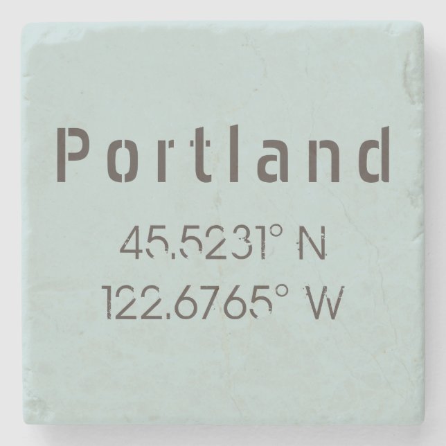 Dessous-de-verre En Pierre Latitude de Portland Longitude (Devant)