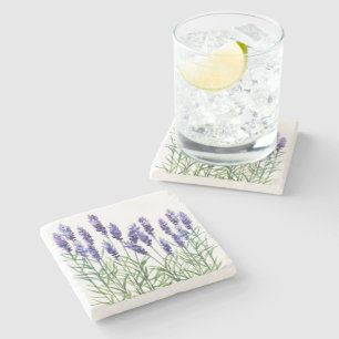 Dessous-de-verre En Pierre Lavande peinte avec aquarelles