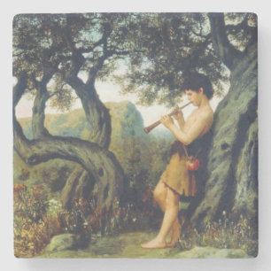Dessous-de-verre En Pierre Le berger Jouer à la flûte