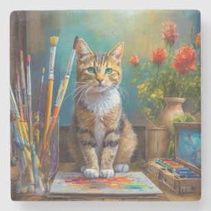 Dessous-de-verre En Pierre Le Chat Artistique