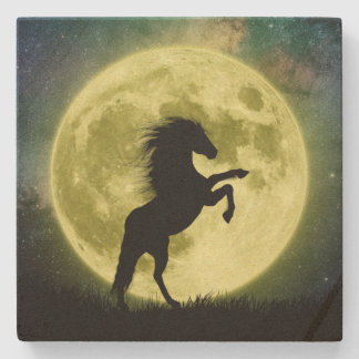 Dessous-de-verre En Pierre Le cheval et la lune jaune