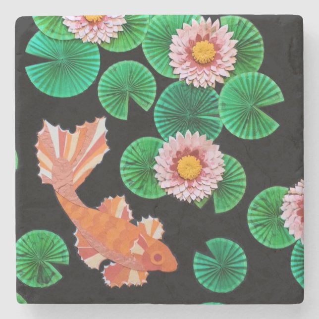 Dessous-de-verre En Pierre Le papier Koi Pond (Devant)