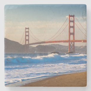 Dessous-de-verre En Pierre Le pont du Golden Gate depuis la plage de Baker