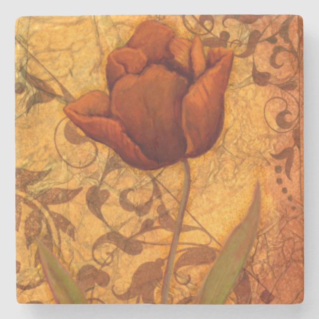 Dessous-de-verre En Pierre Le rouge fleurit II (Devant)