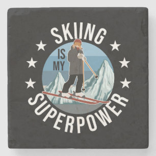 Dessous-de-verre En Pierre Le Ski Est Ma Superpuissance