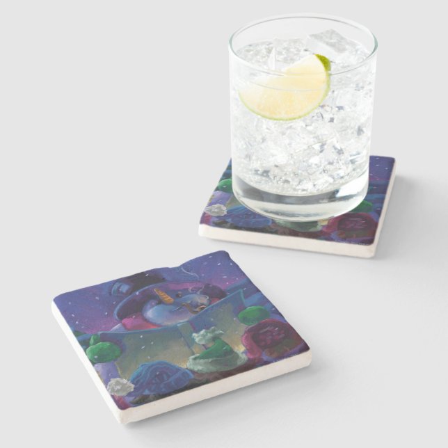 Dessous-de-verre En Pierre Lecture hivernale (Côté)