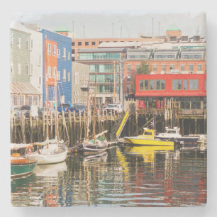Dessous-de-verre En Pierre Les bateaux ont amarré Portland, Maine