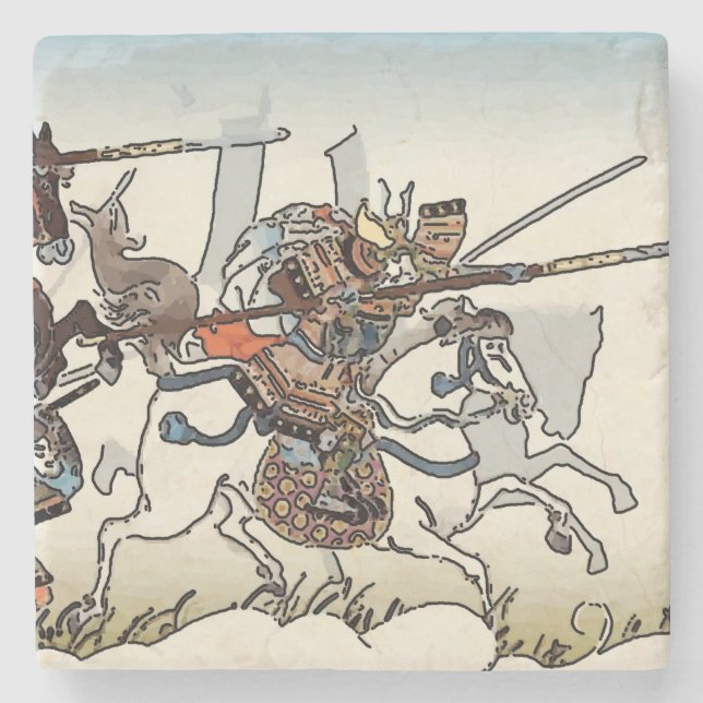 Dessous-de-verre En Pierre Les cavaliers japonais (Devant)