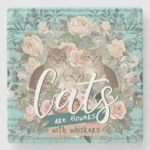 Dessous-de-verre En Pierre Les chats sont des fleurs Art botanique cottagecor