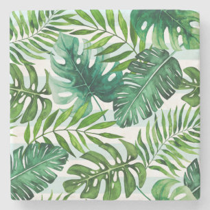 Dessous-de-verre En Pierre Les Feuilles verts de l'Aquarelle