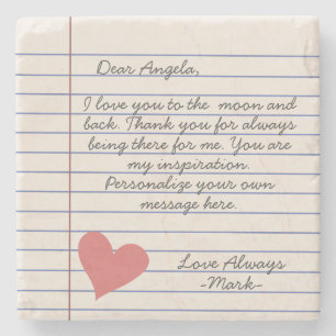 Dessous-de-verre En Pierre Lettre d'amour manuscrite ou message
