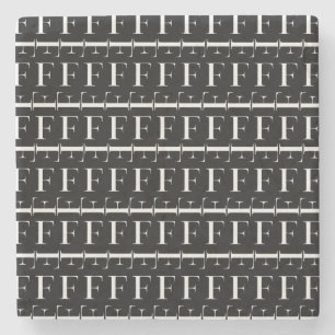 DESSOUS-DE-VERRE EN PIERRE LETTRE INITIALE MONÂTRE F