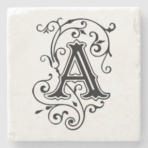 Dessous-de-verre En Pierre Lettre victorienne vintage un monogramme antique
