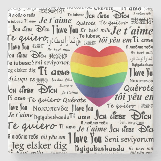 Dessous-de-verre En Pierre LGBT je t'aime (Devant)