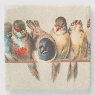 Dessous-de-verre En Pierre Ligne d'oiseaux et de colombes
