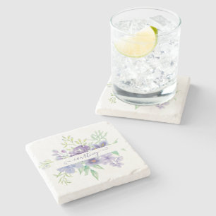 Dessous-de-verre En Pierre Lilac floral aquarelle personnalisé 