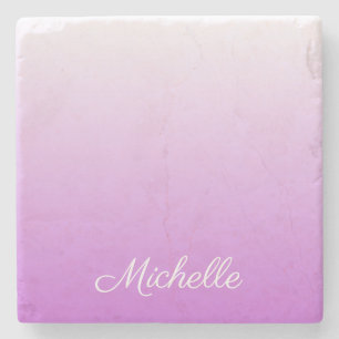 Dessous-de-verre En Pierre Lilac violet ombre nom personnalisé
