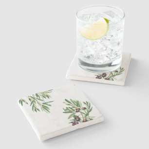 Dessous-de-verre En Pierre L'île méditerranéenne grecque Feuille d'olive