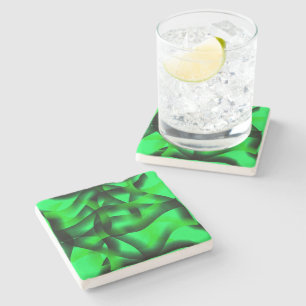 Dessous-de-verre En Pierre Lime vert et noir ondulation, avec ombre?