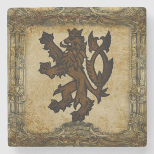 Dessous-de-verre En Pierre Lion rampant héraldique personnalisé
