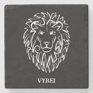 Dessous-de-verre En Pierre Lion tribal noir et blanc