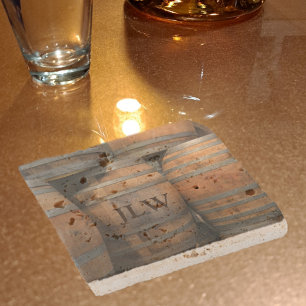 Dessous-de-verre En Pierre Liquor Barrel Kegs Monogramme Photographie