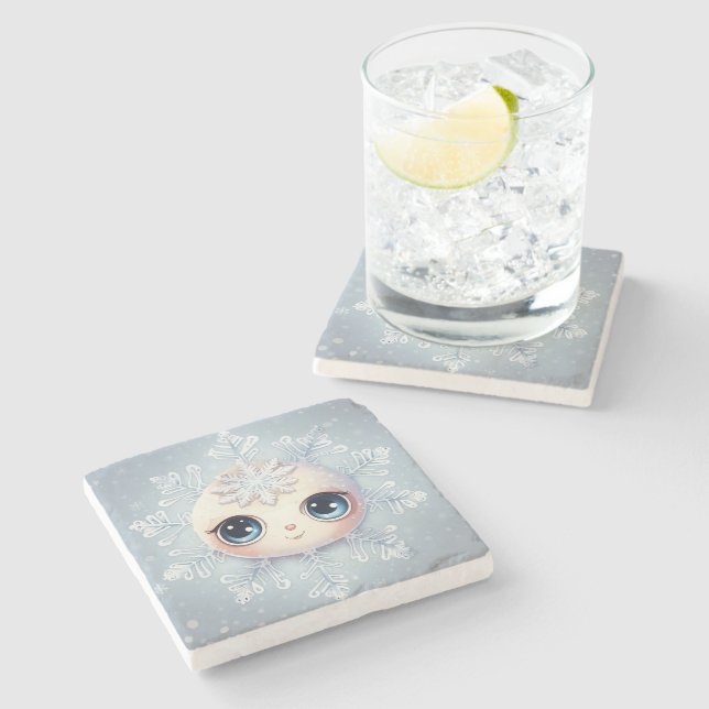 Dessous-de-verre En Pierre Little Snowflake 1 (Côté)