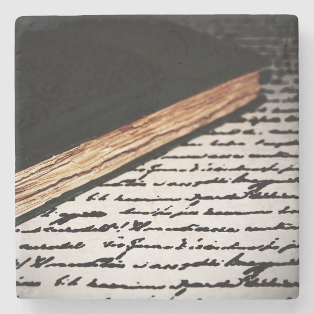 Dessous-de-verre En Pierre Livre et lettre (Devant)
