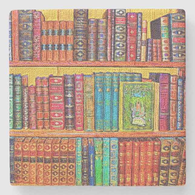 Dessous-de-verre En Pierre Livres de bibliothèque (Devant)