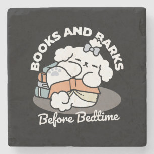Dessous-de-verre En Pierre Livres et écorces - Conception de lecture de chien