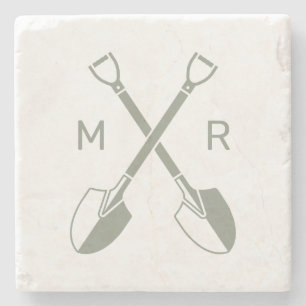 Dessous-de-verre En Pierre Logo minimaliste moderne de jardinier Monogramme v